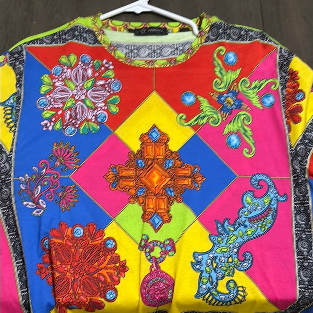 Colorful Geometric Patterned Top Versace